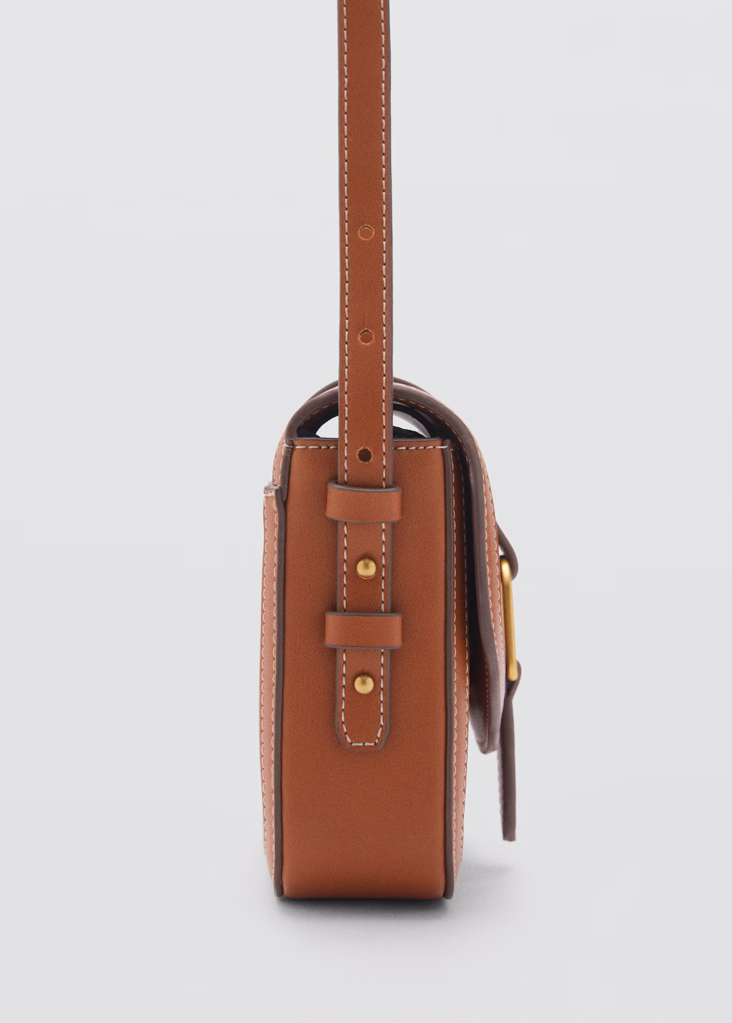 Leather-effect shoulder bag with buckle - Leather