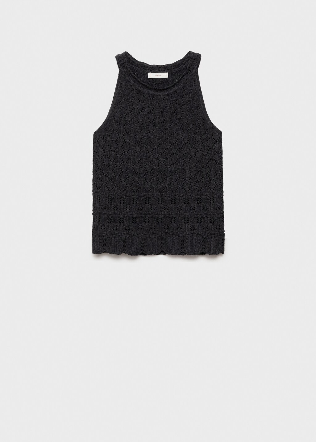 Broderie anglaise panel top - Charcoal