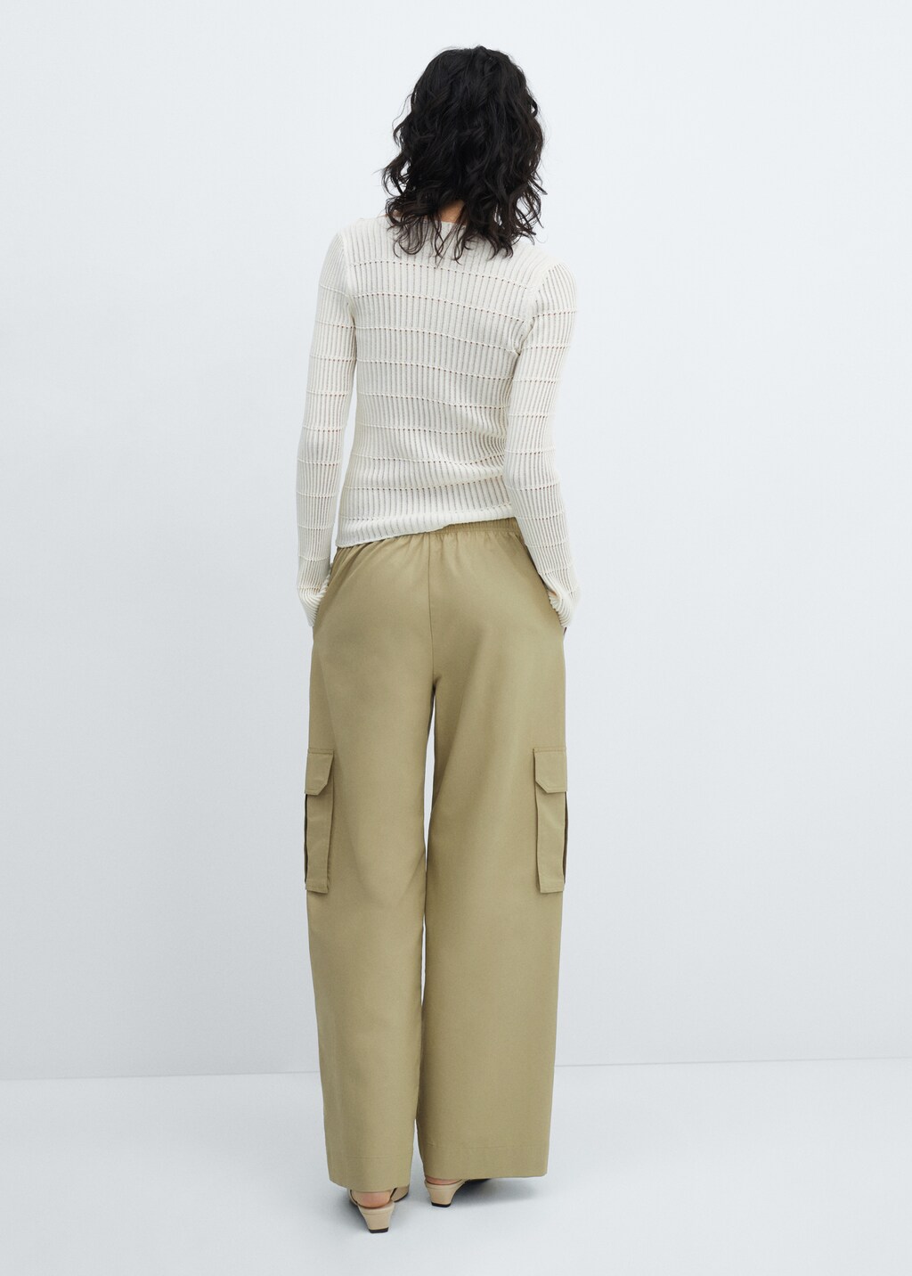 Elastic waist cargo trousers - Beige