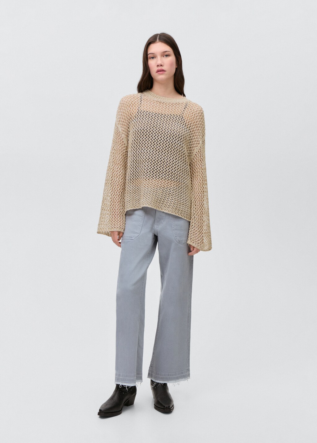 Openwork knit sweater - Beige
