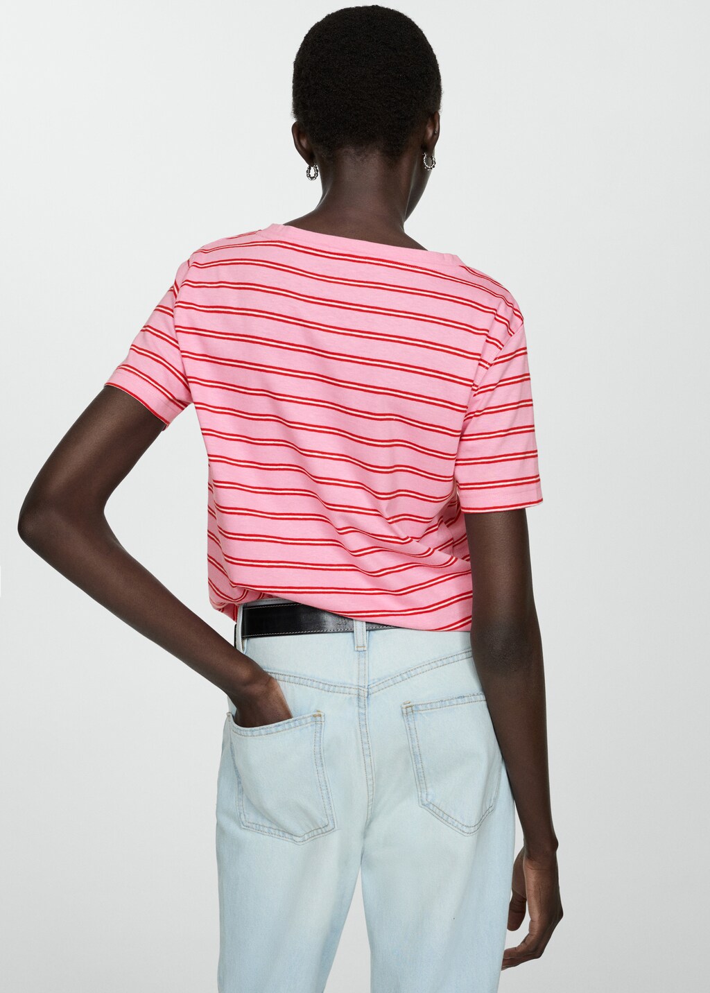 V-neck cotton T-shirt - Black