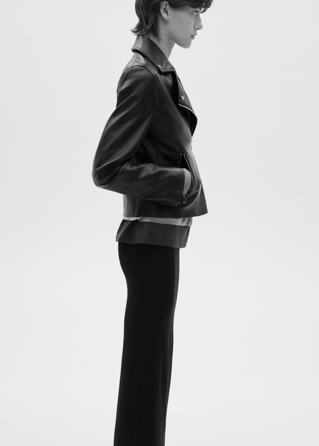 Leather-effect biker jacket - Black