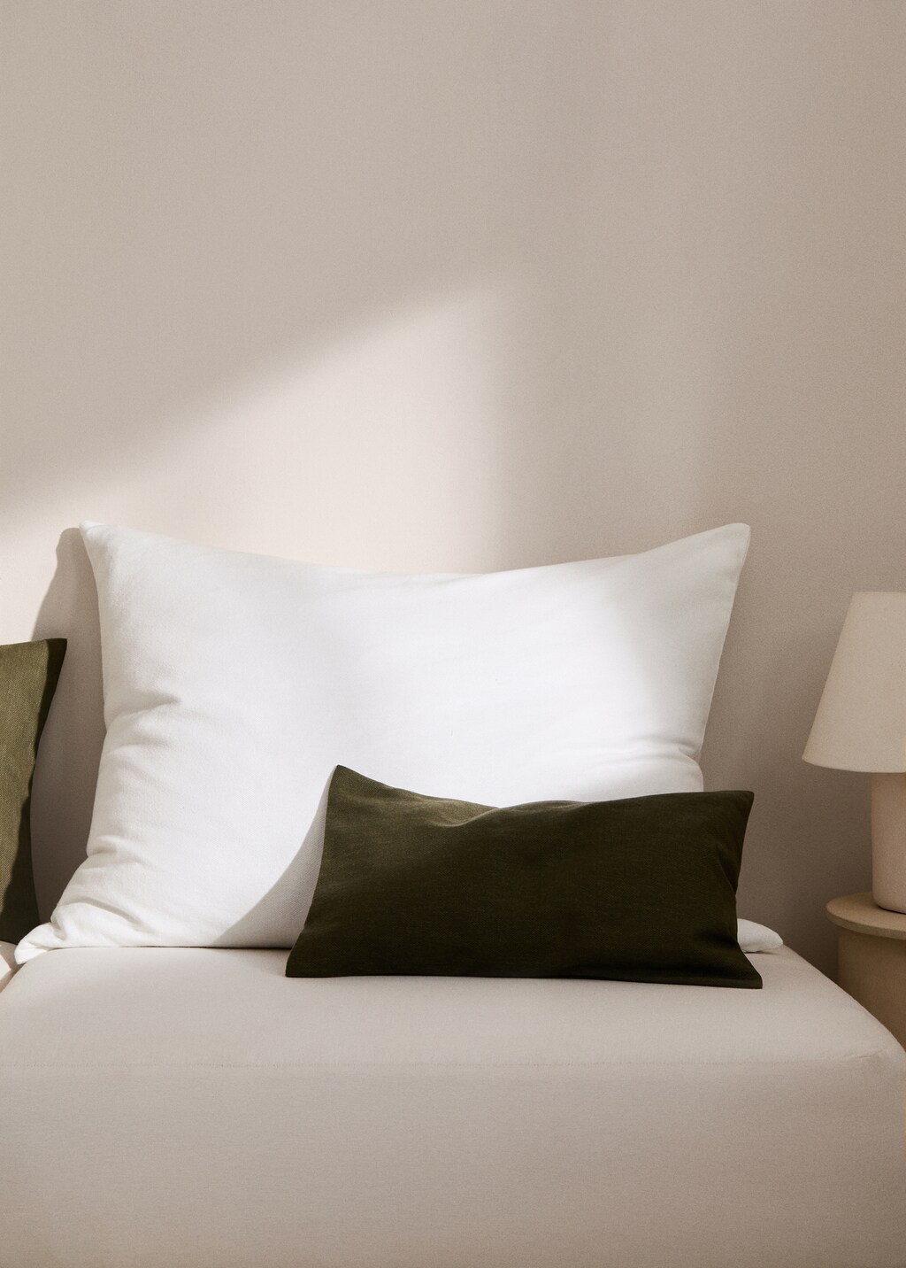 Textured cotton cushion cover 70x90cm - Sand