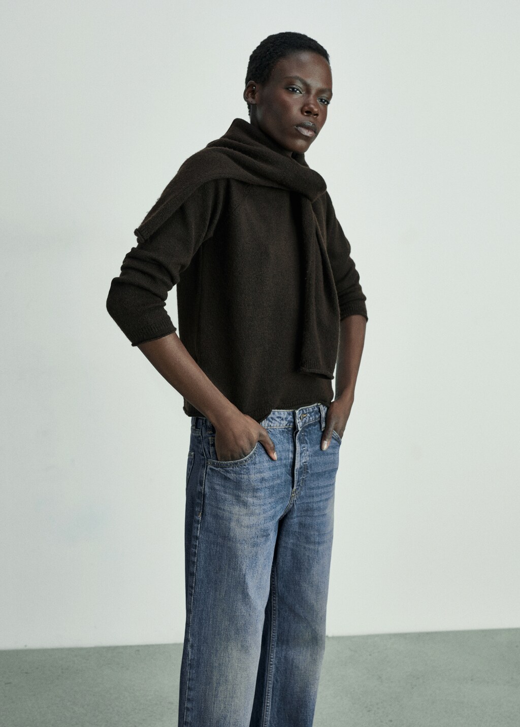 Mid-rise straight jeans - Dark Blue