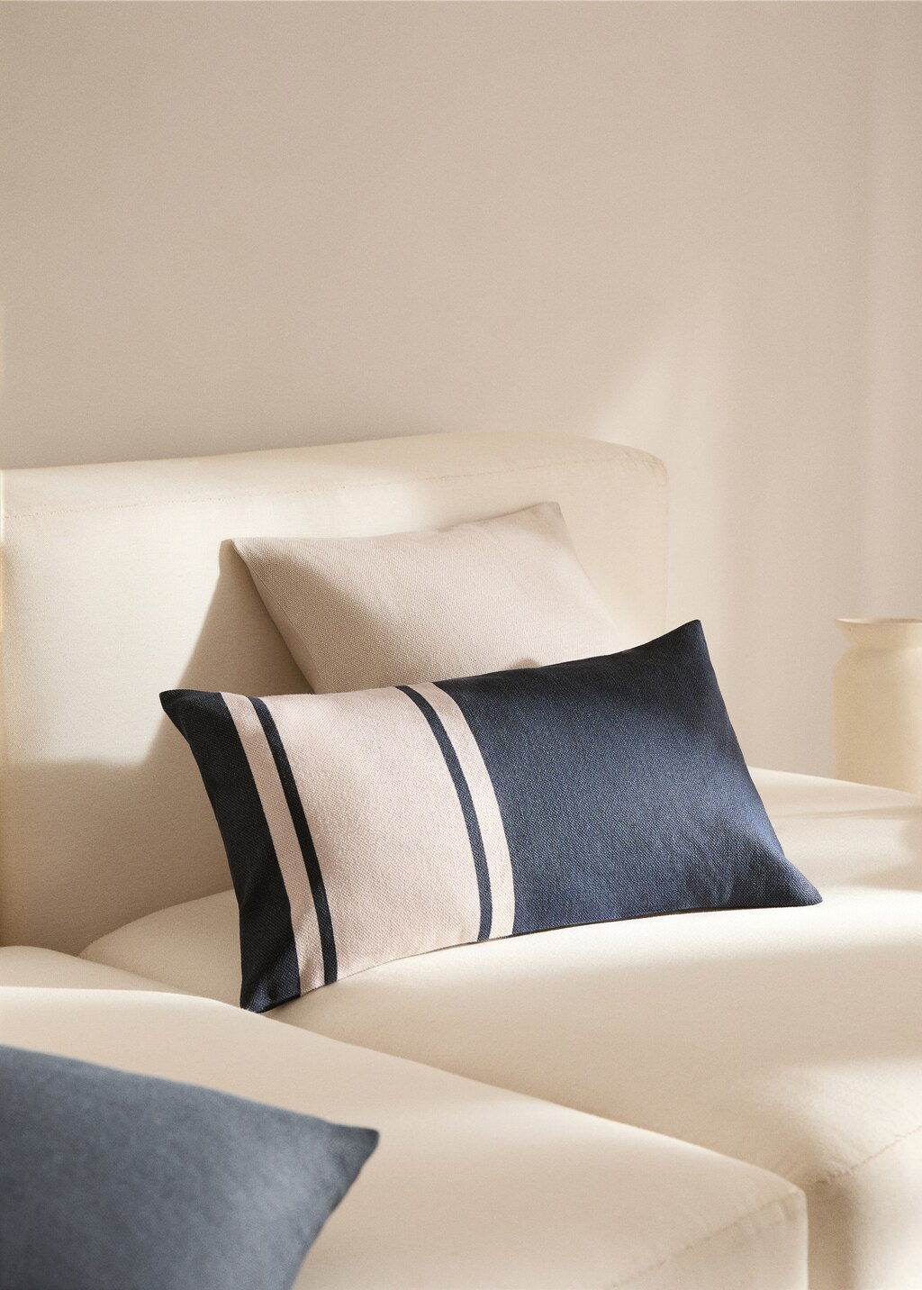 100% cotton striped cushion cover 45x45cm - Off White