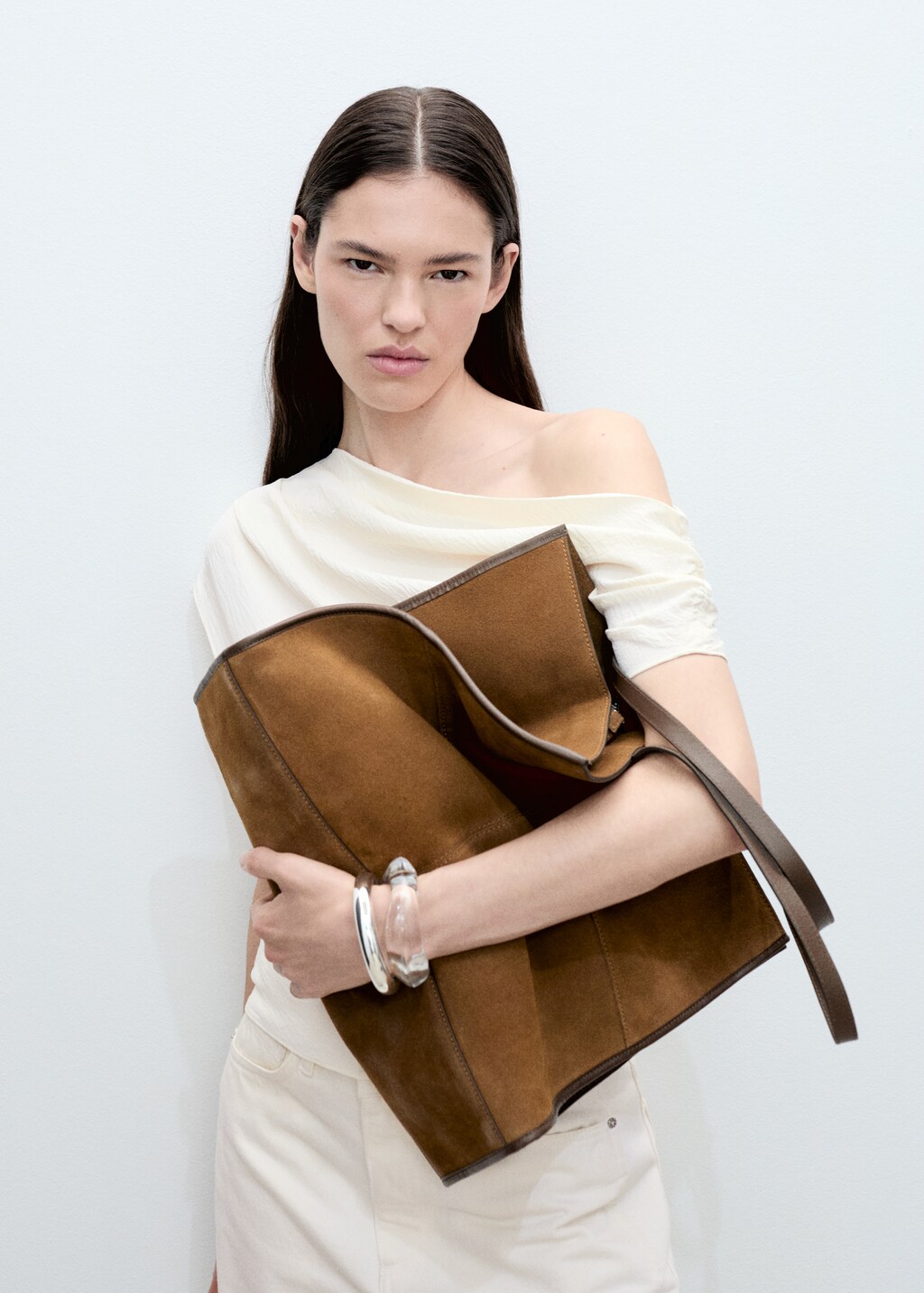 Asymmetric ruched top - Caramel