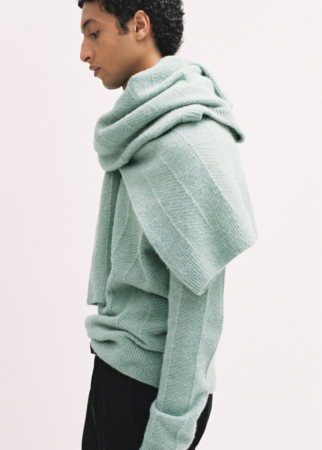 Structured knitted sweater - Aqua Green