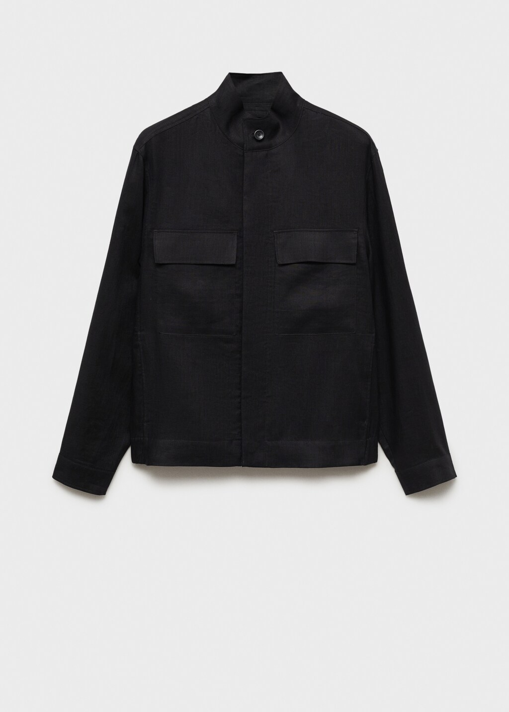 100% linen turtleneck jacket - Khaki