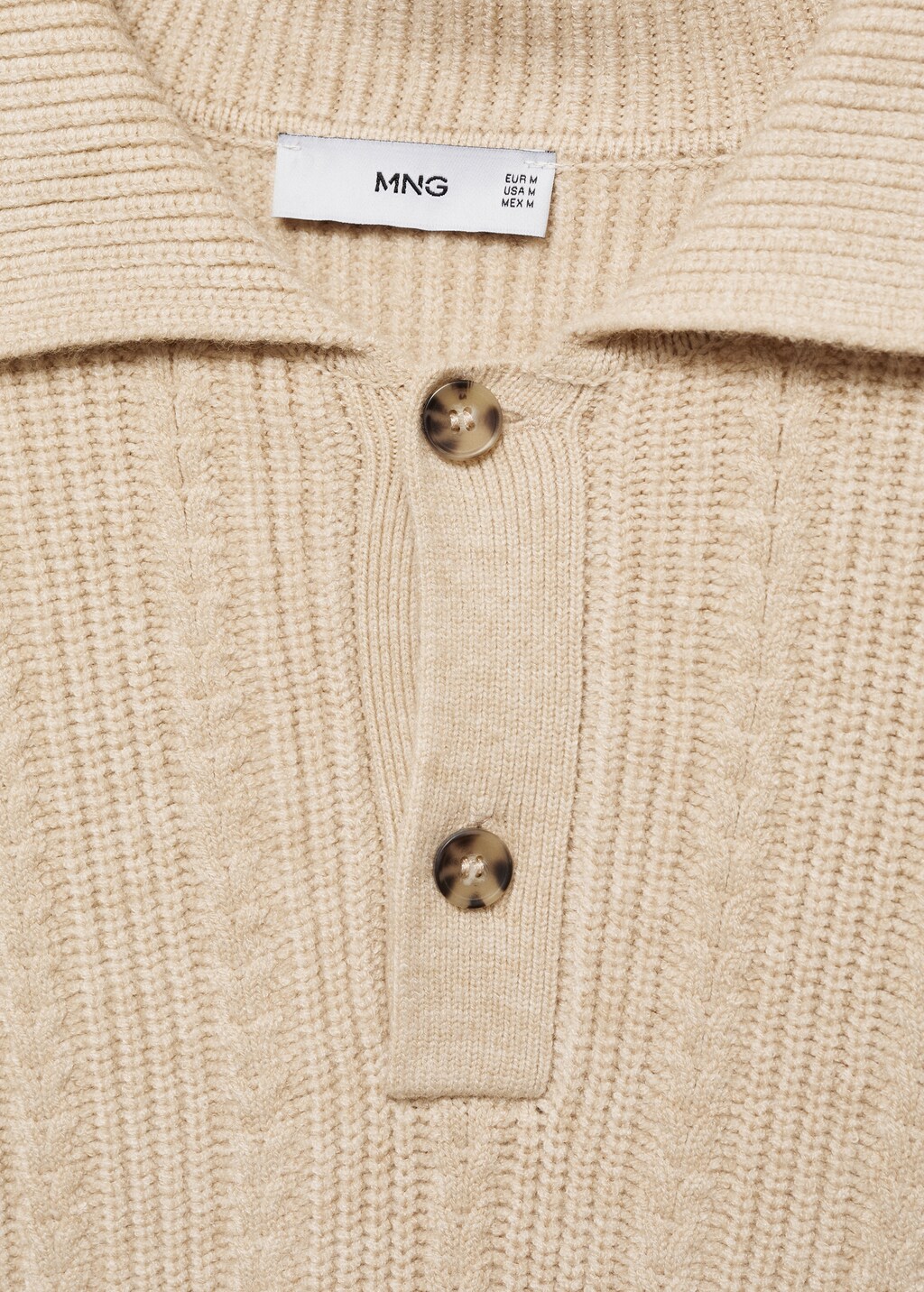 Knitted structured polo sweater - Ecru