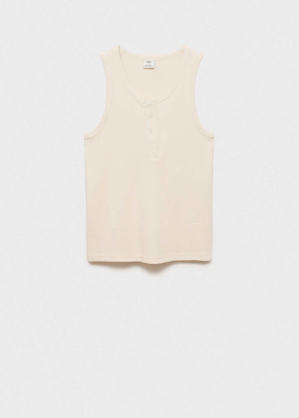 100% cotton t-shirt with buttons - Ecru