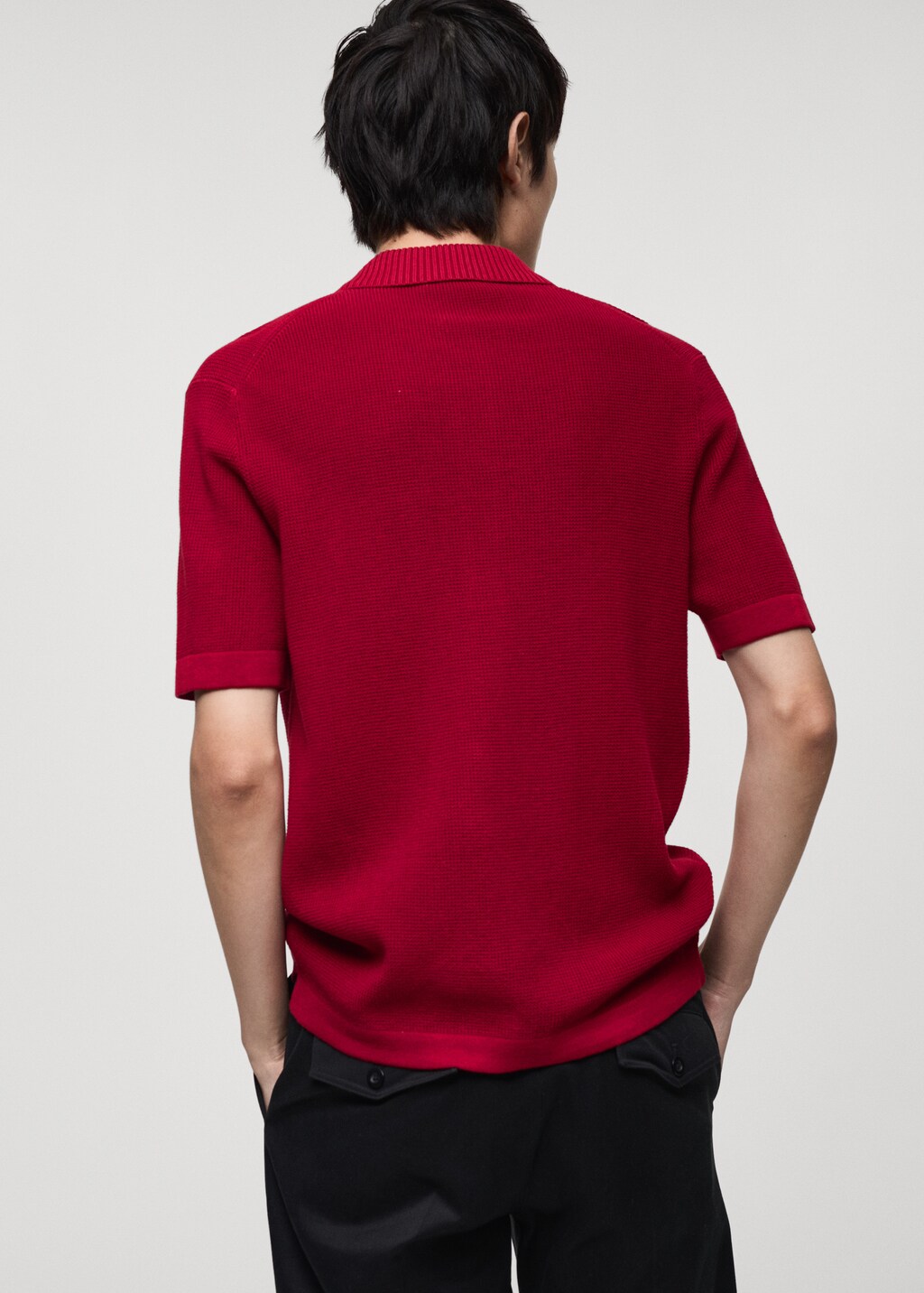 100% cotton knitted polo shirt - Red