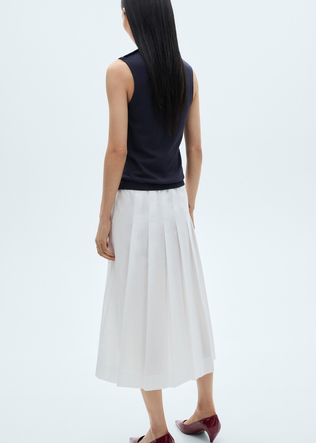 Buttoned knit top - Navy