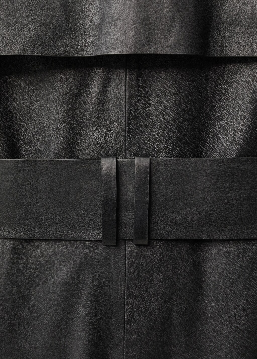 Leather trench coat with belt - Black