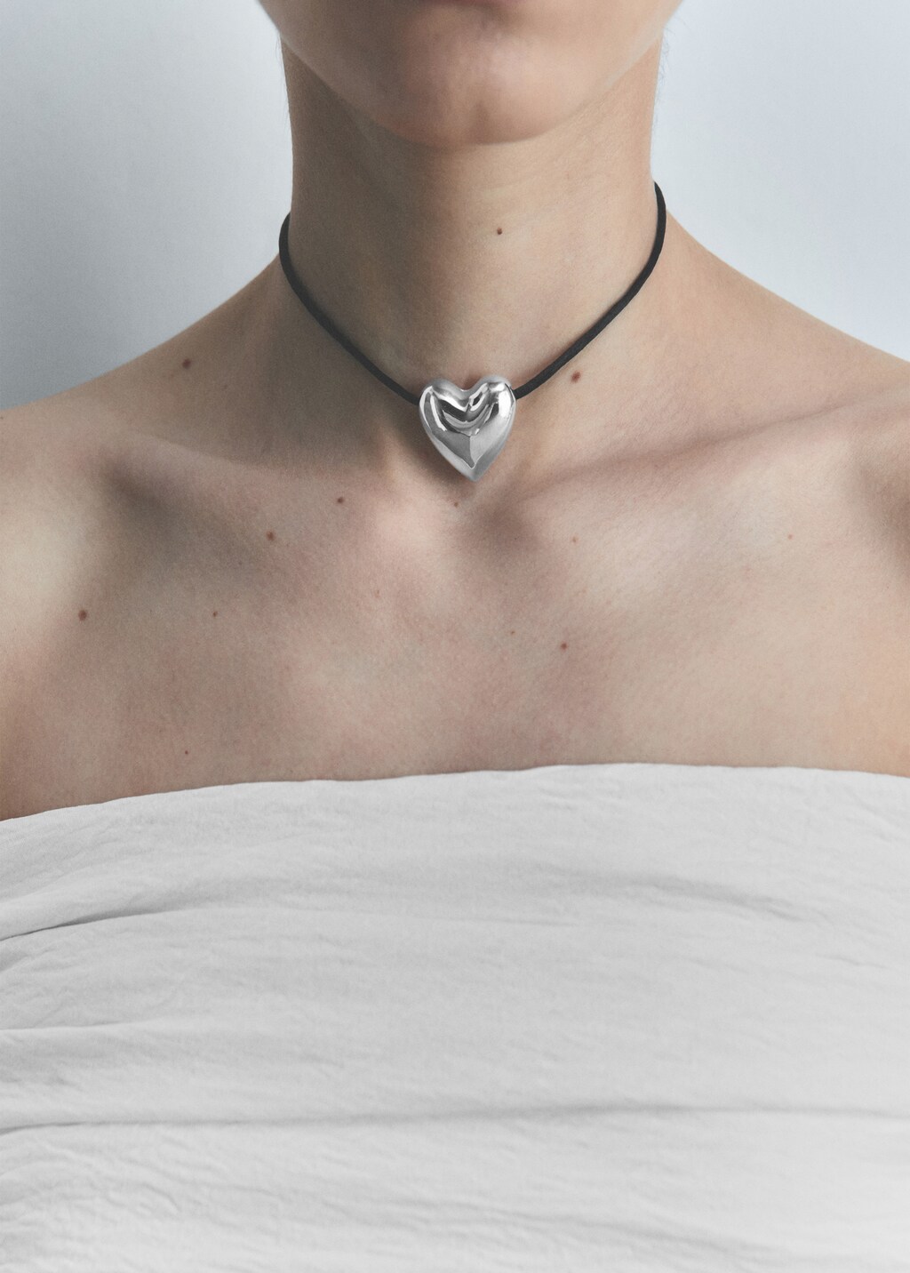 Heart cord necklace - Silver