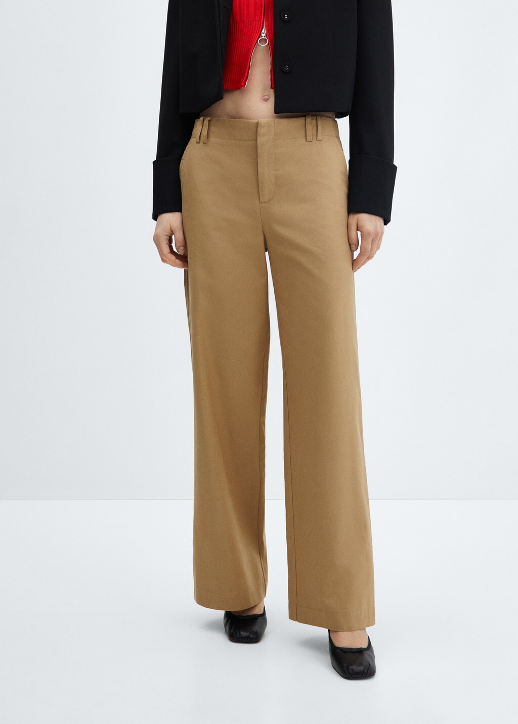 Wideleg lyocell trousers - Beige