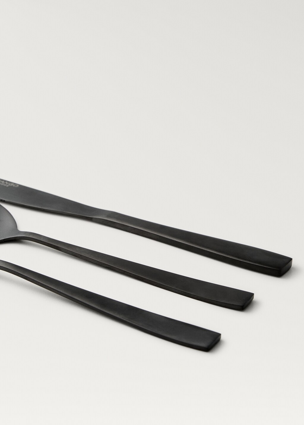 3-piece matte finish steel cutlery set - Black