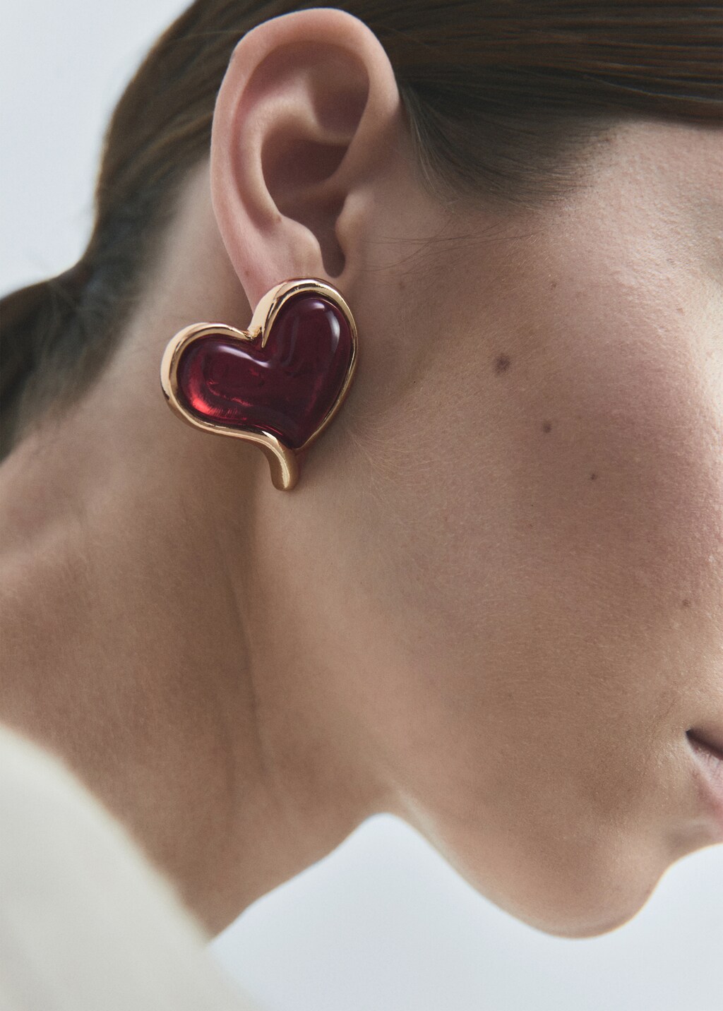 Resin heart earrings - Gold