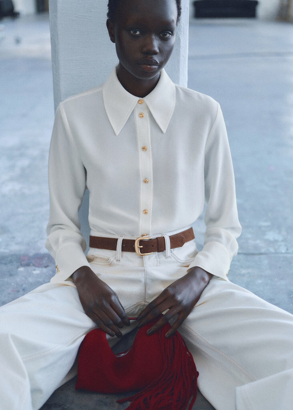 Buttoned flowy shirt - Off White