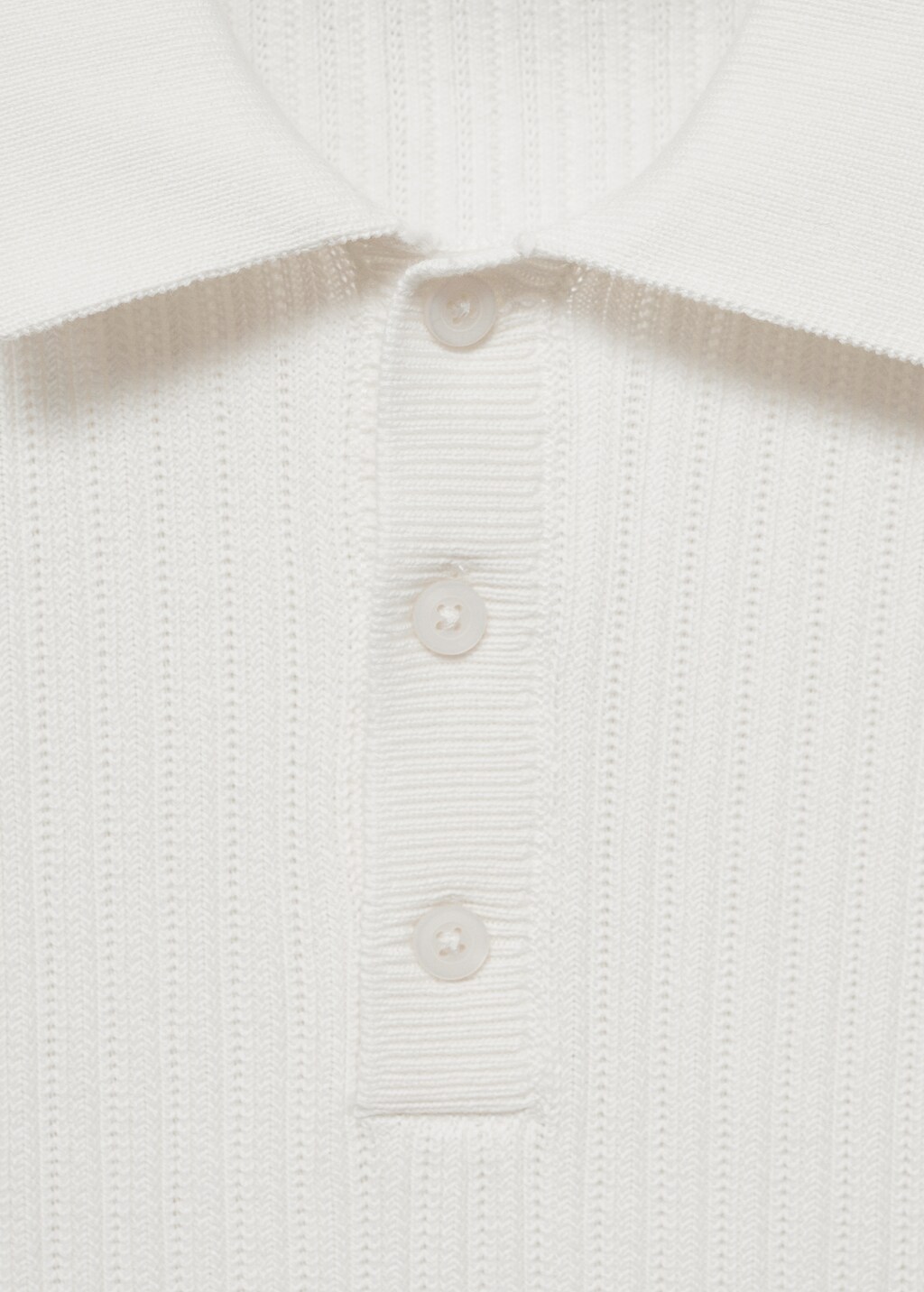 Fine-knit ribbed cotton polo shirt - White