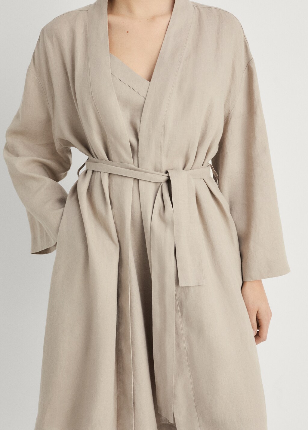 Linen home robe - Sand