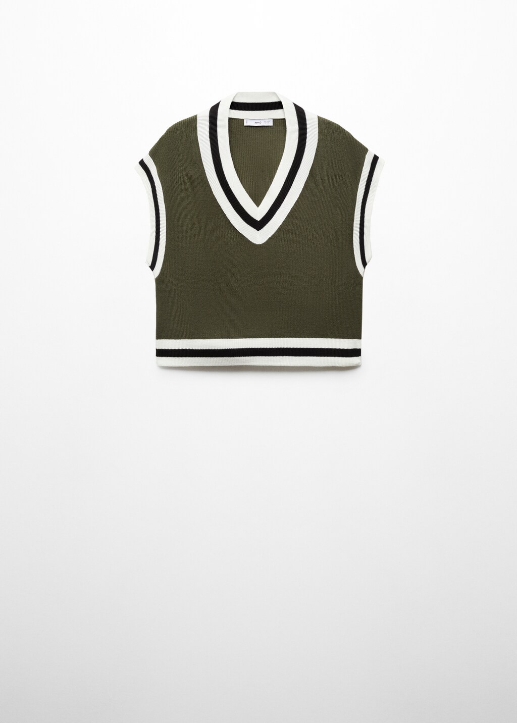 Contrast V-neck gilet - Khaki