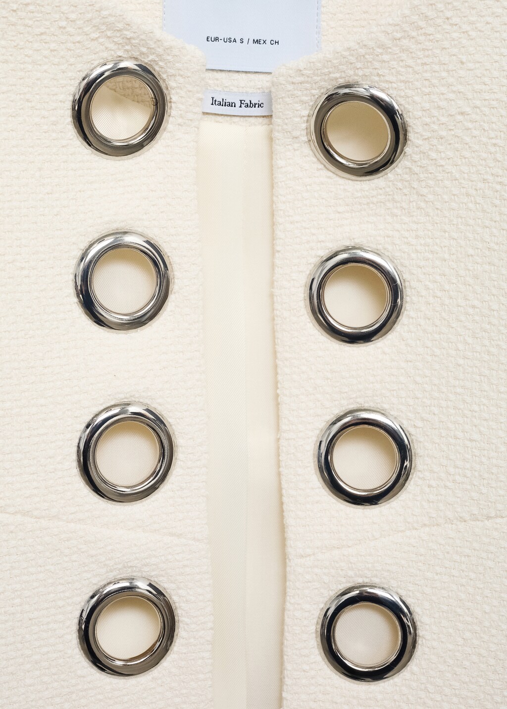 Cotton jacket with die-cut trim - White