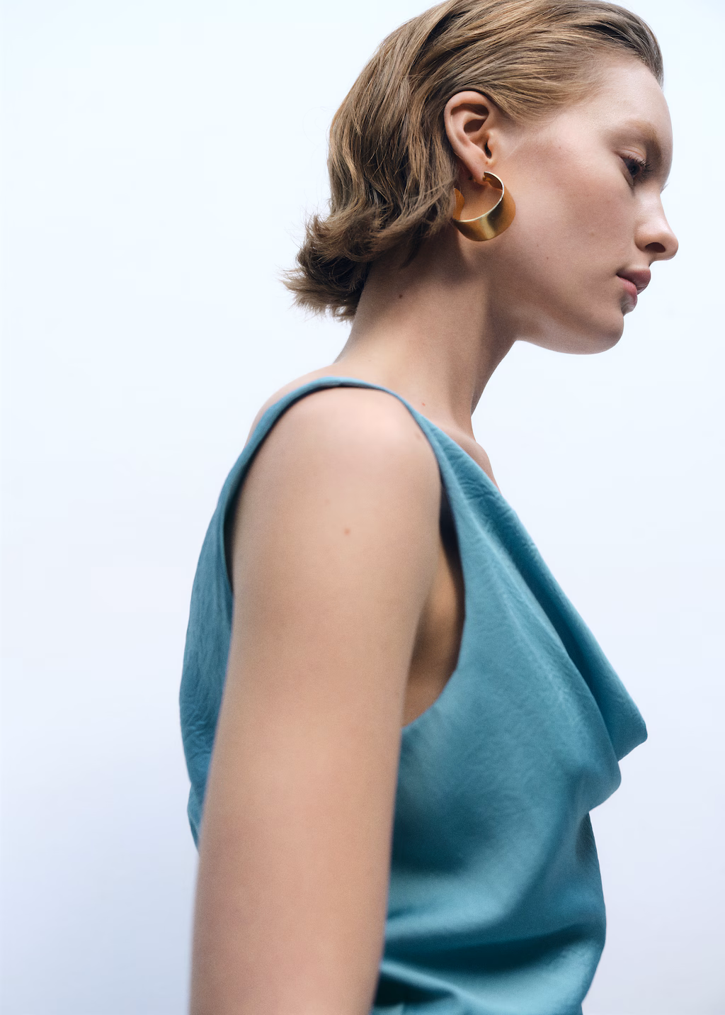 Asymmetrical creased-effect dress - Sky Blue