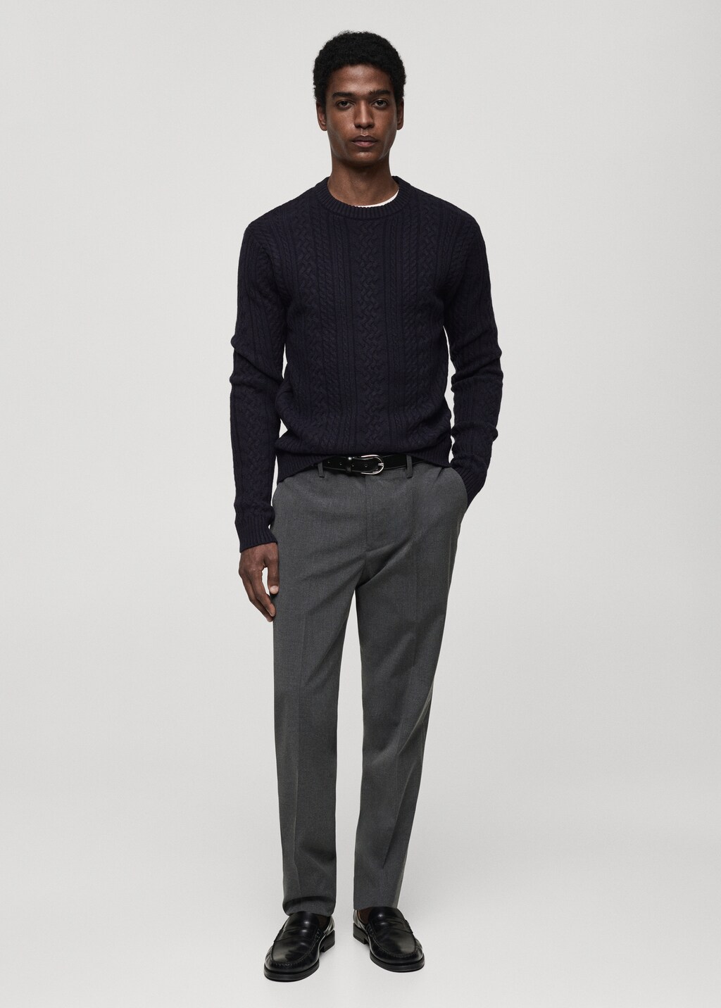 Braided knitted sweater - Dark Navy