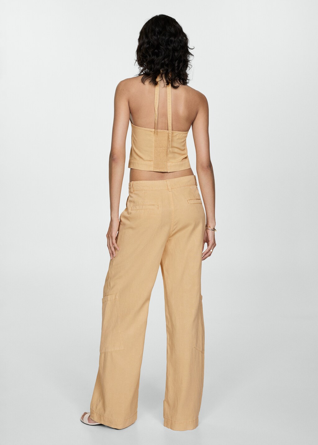 Lyocell trousers with adjustable drawstring - Khaki