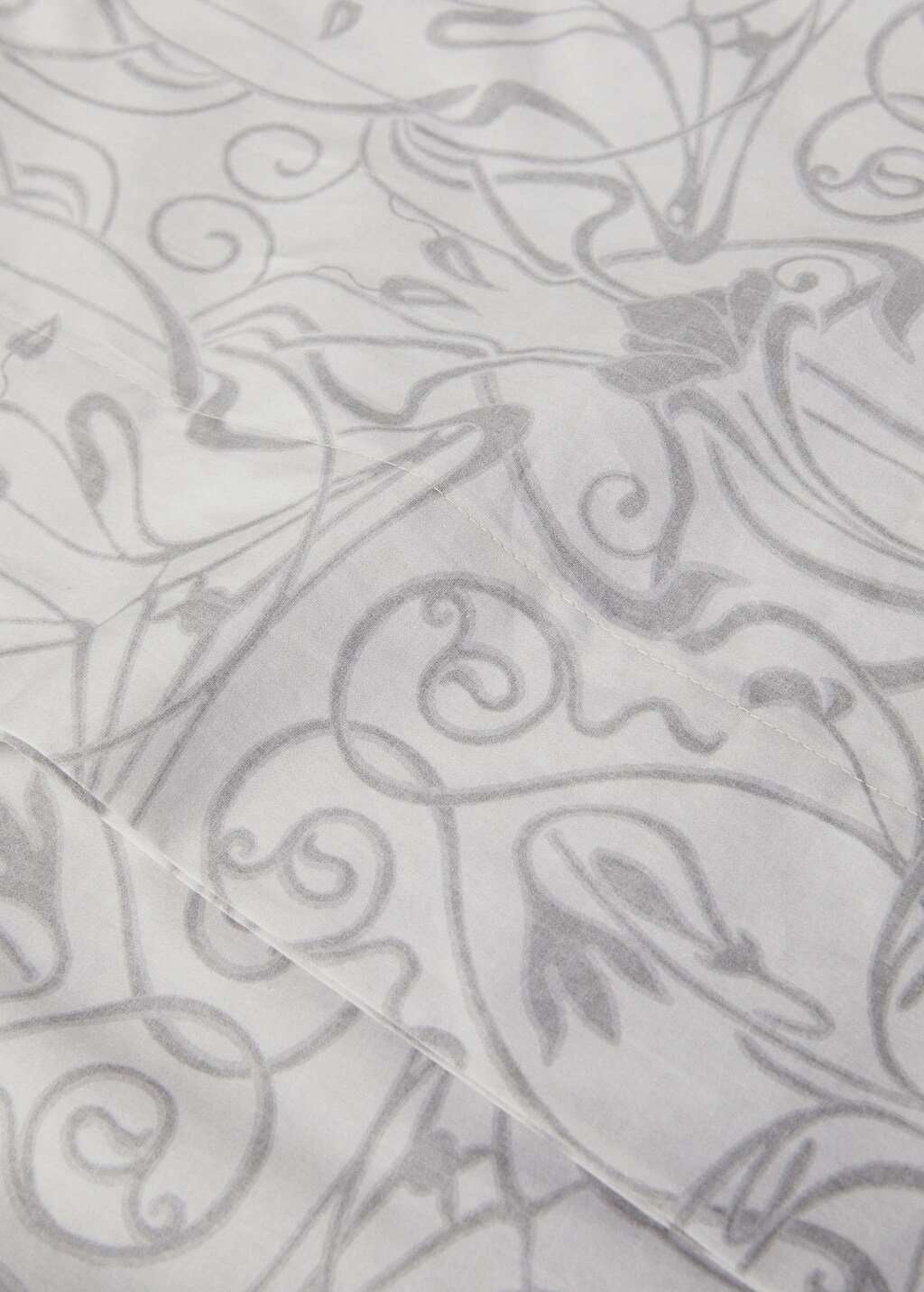 Cotton percale pillowcase with ornamental print, 45x110 cm - Light/Pastel Grey