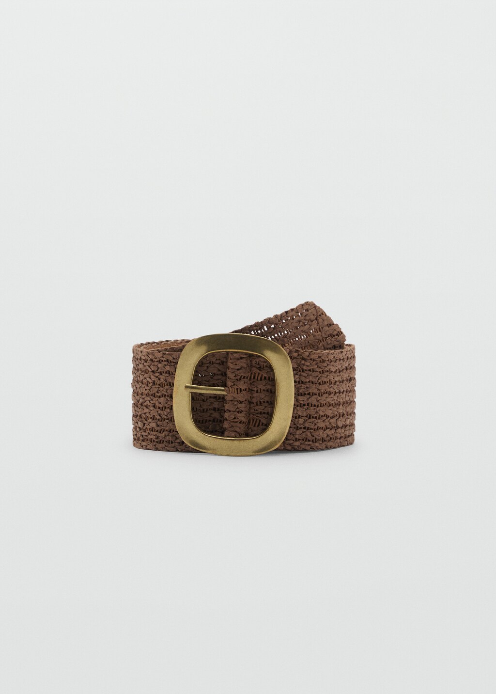 Natural fibre belt with oval buckle - Beige