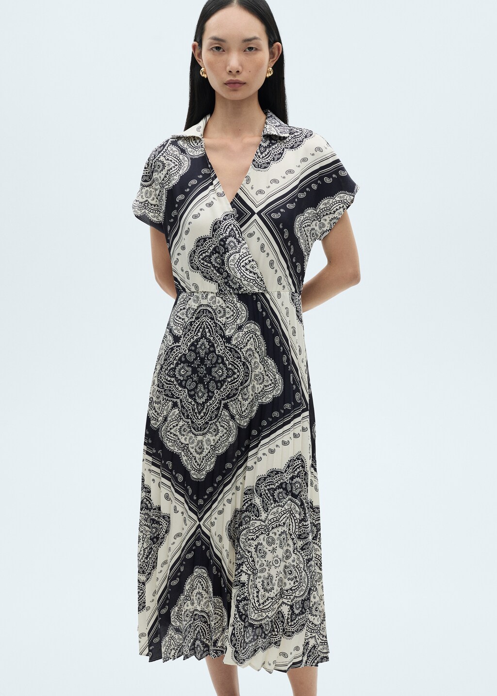 Paisley-print shirt dress - Blue