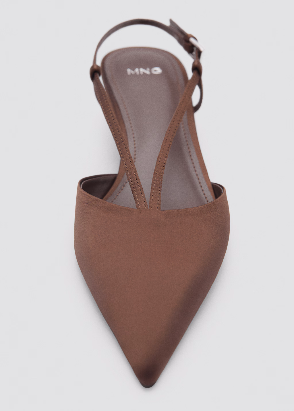 Satin kitten-heel shoes with straps - Chocolate