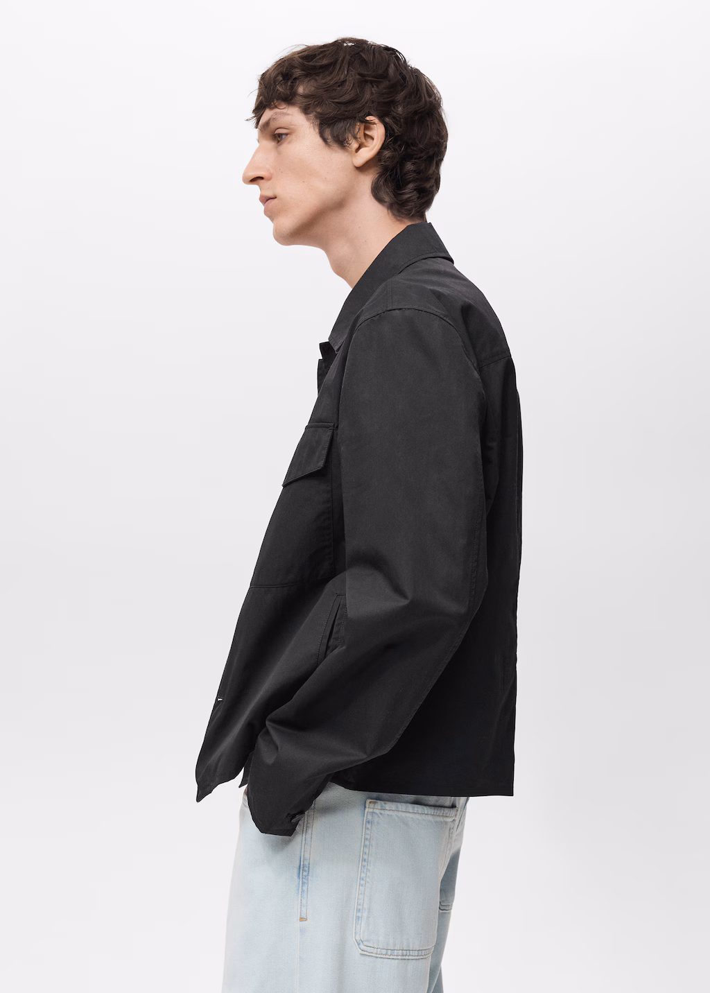 Relaxed-fit cotton overshirt - Black
