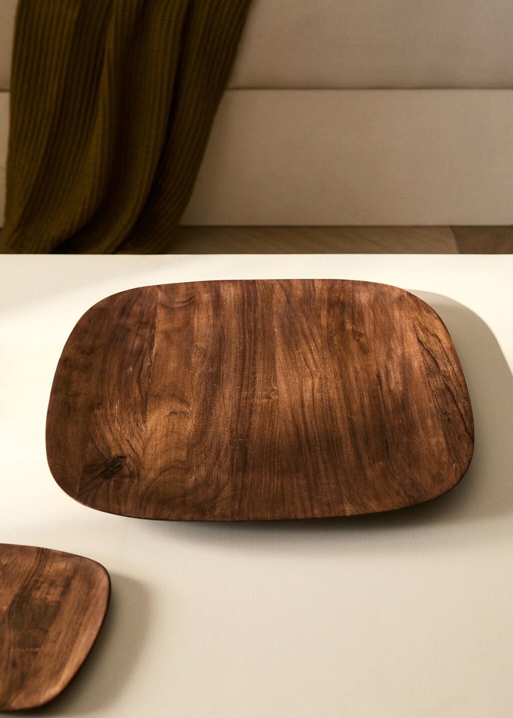 Large square wooden decorative tray - Brown