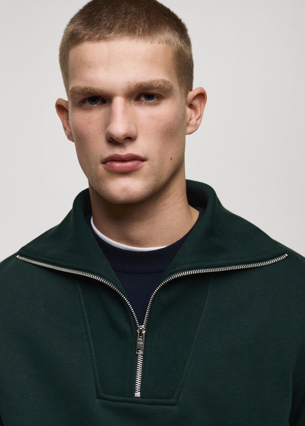 Regular-fit zip-neck sweatshirt - Green