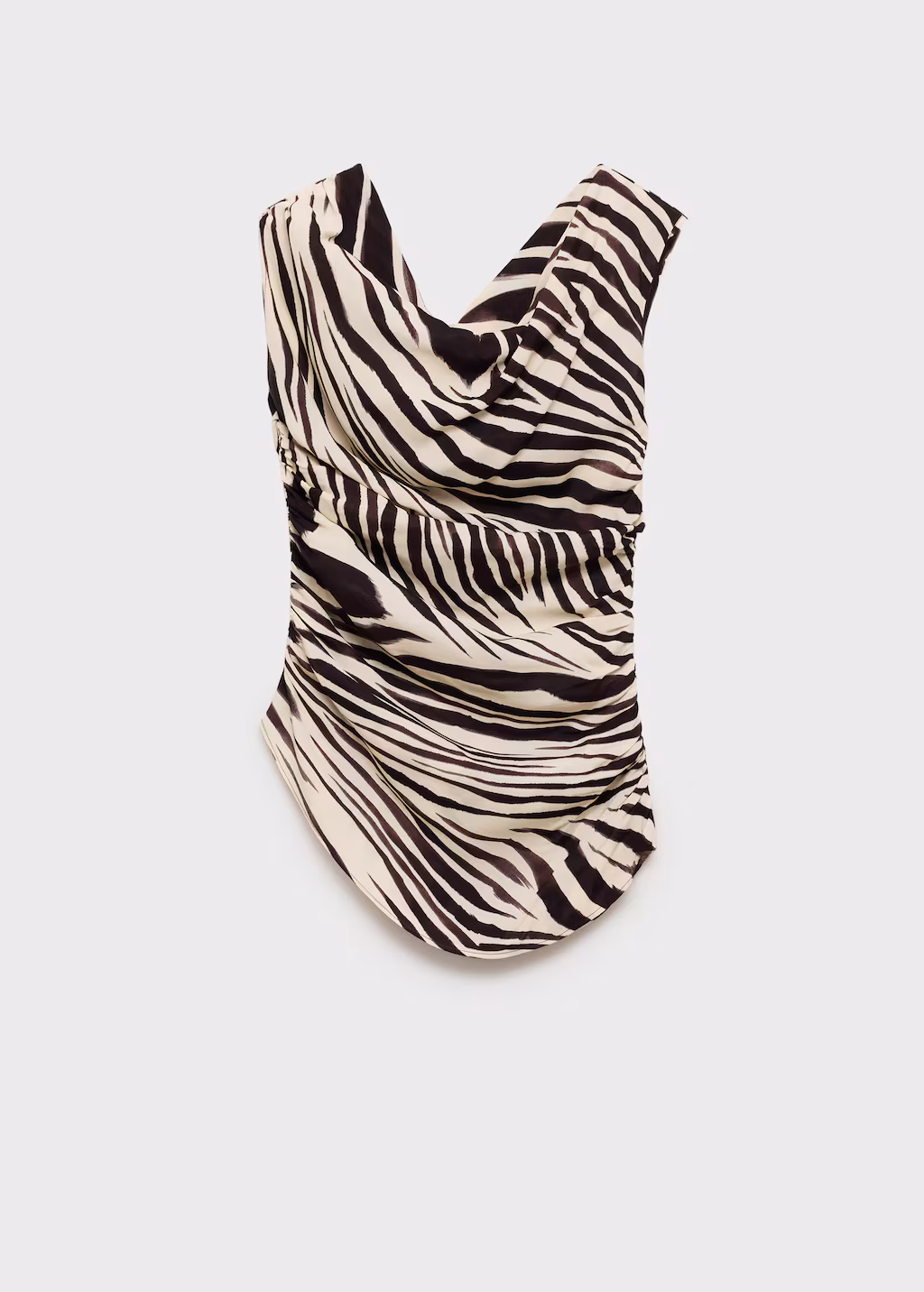 Zebra-print draped blouse - Ecru