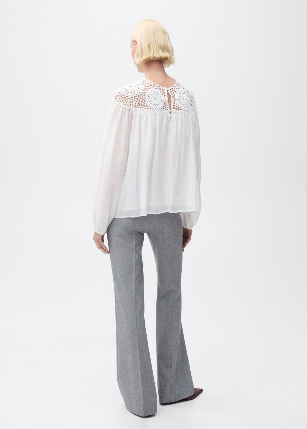 Crochet panel blouse - Off White