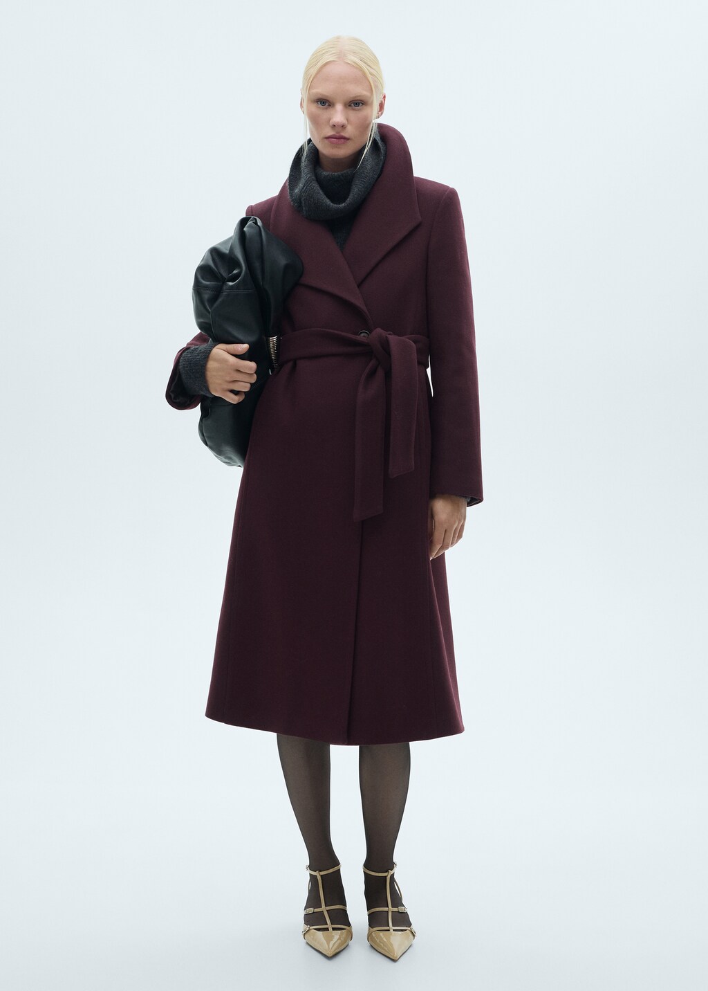 Manteco wool coat with belt - Maroon