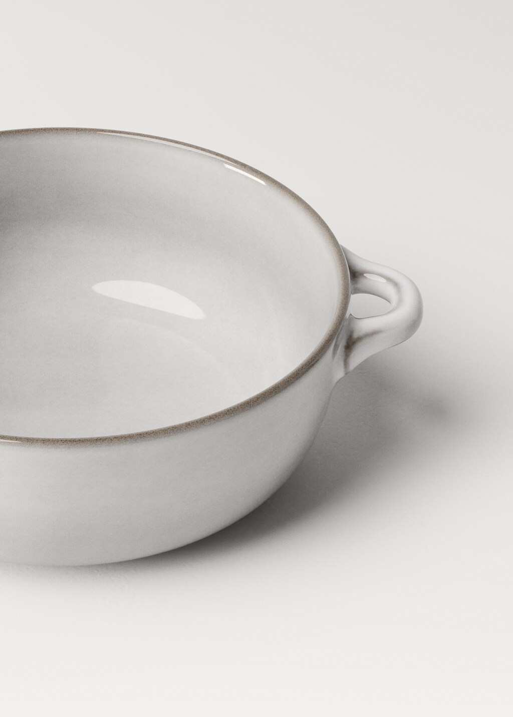 Bowl stoneware casserole rim contrast small - White