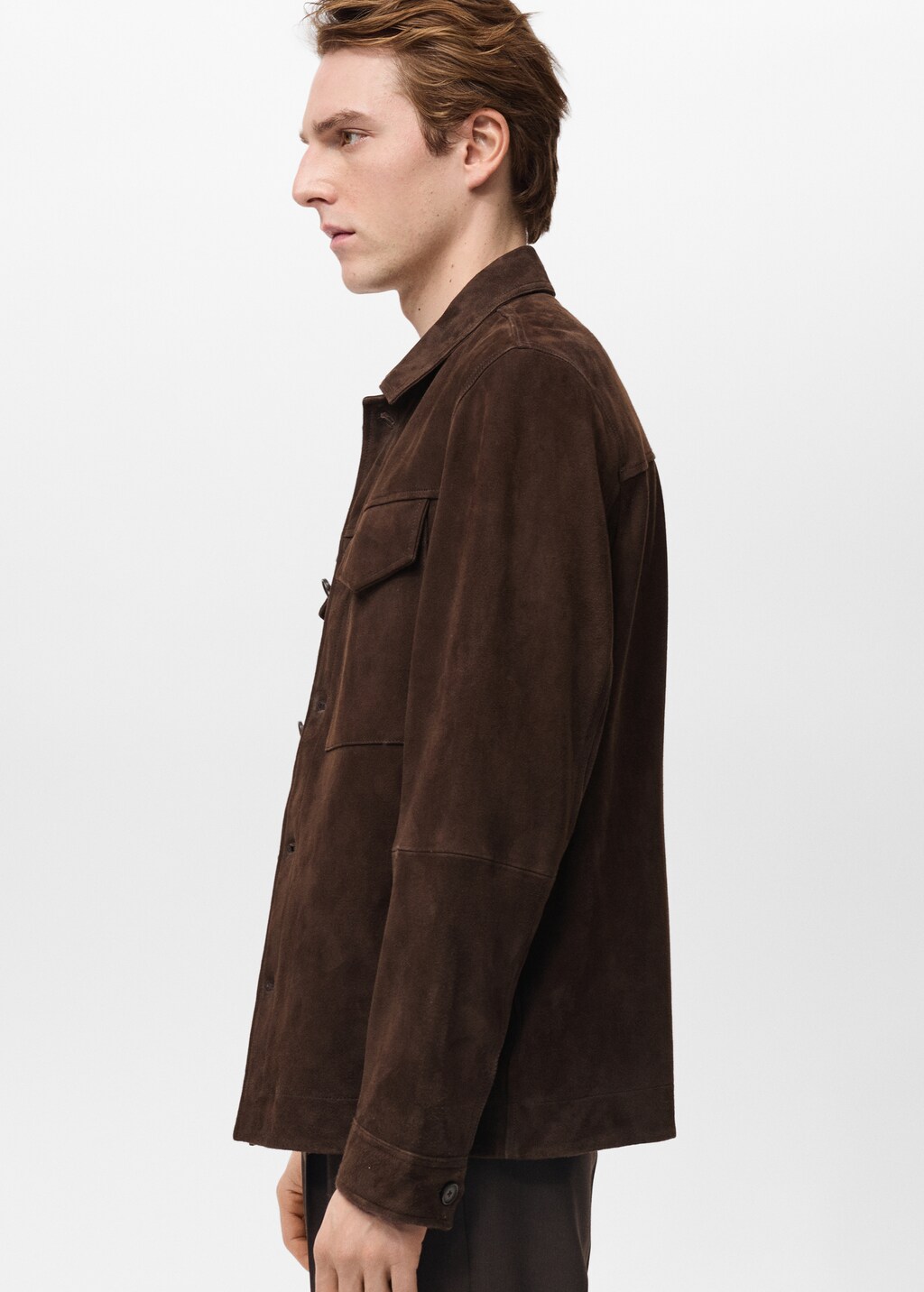 Suede jacket with pockets - Chocolate