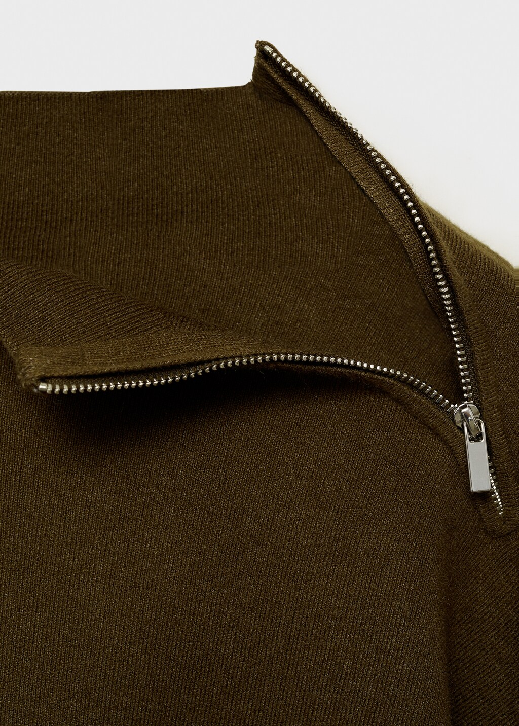 Perkins-neck sweater with zip - Ecru