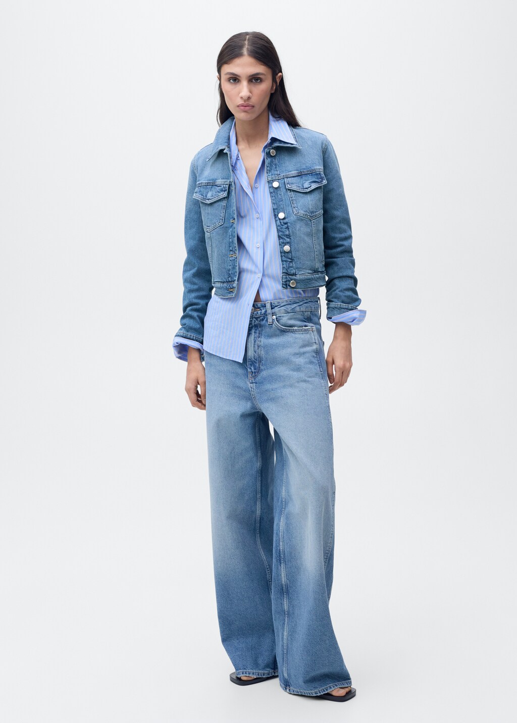 Crop denim jacket - Medium Blue