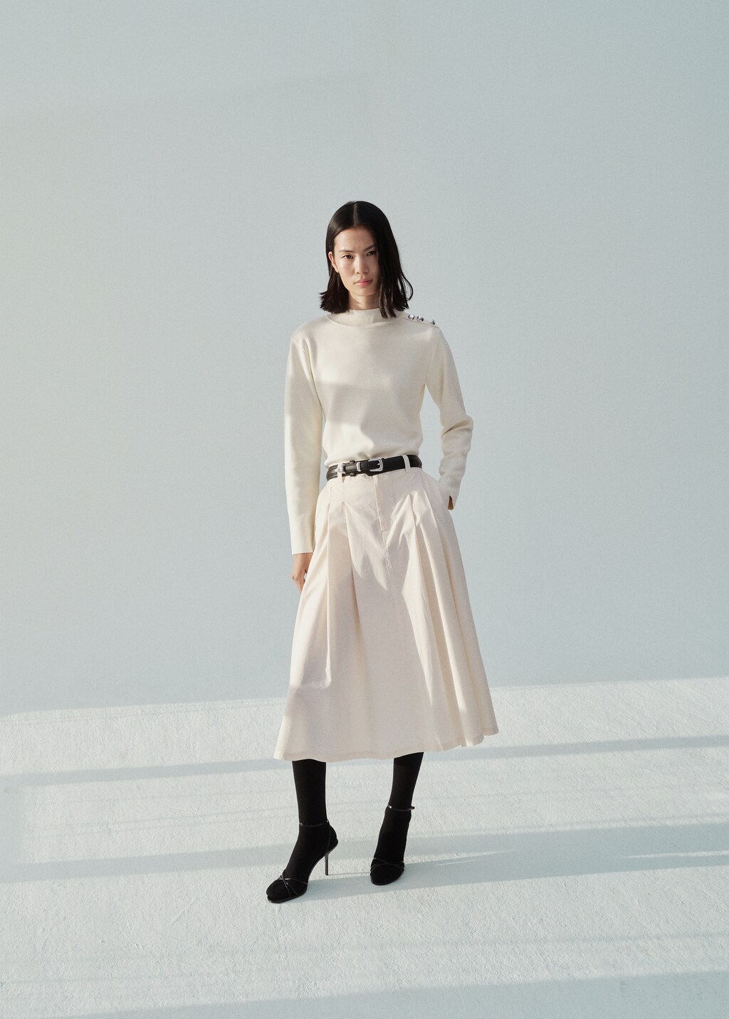 Buttons detail knit sweater - Ecru