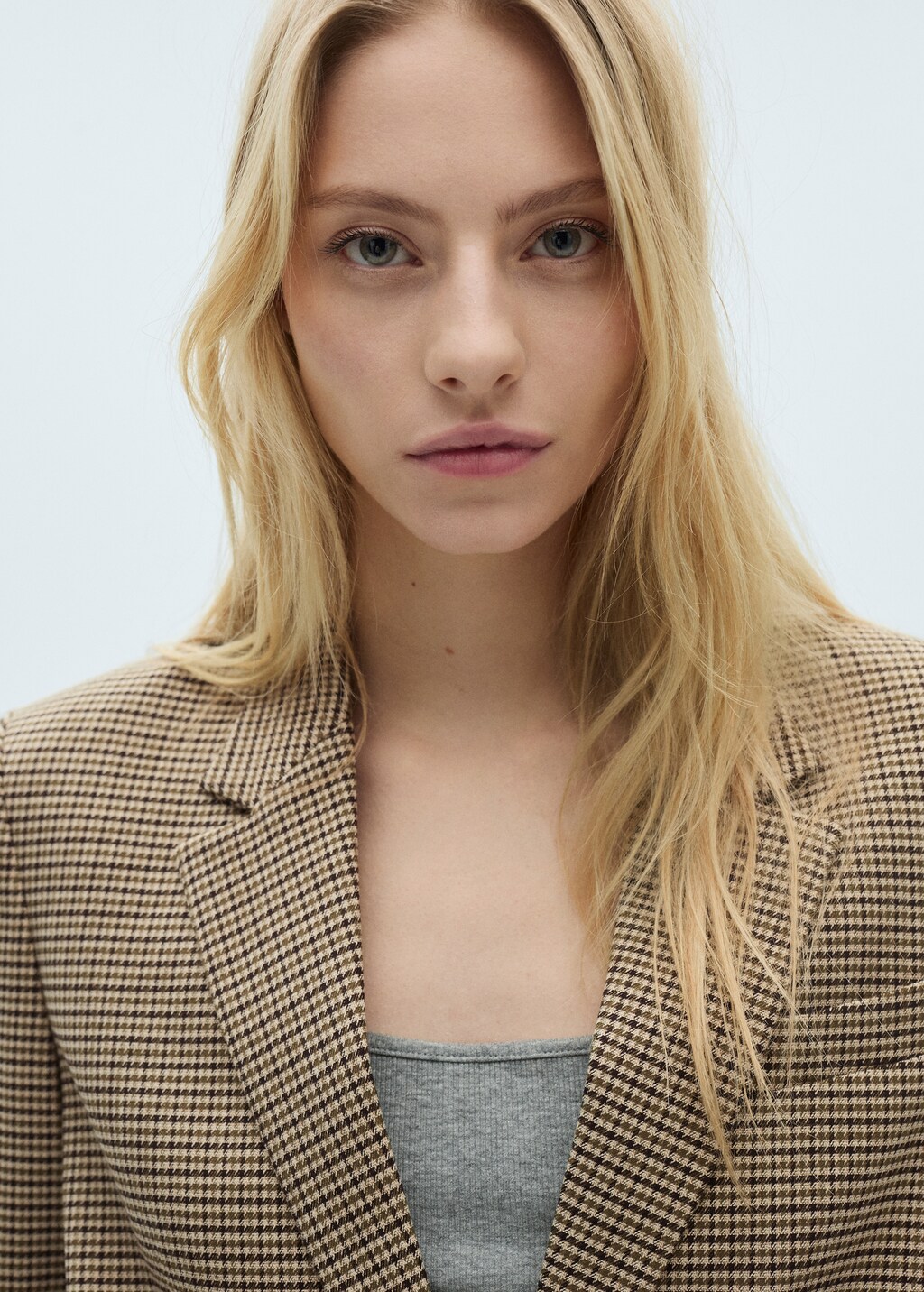 Straight-fit micro-houndstooth jacket - Brown