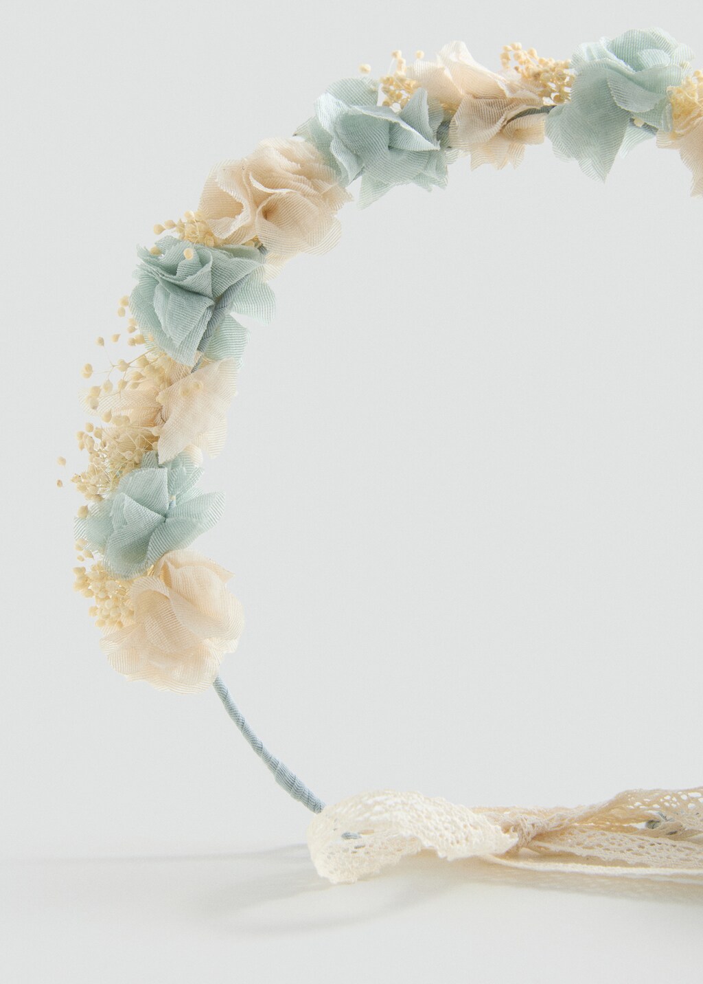 Tie closure flower hairband - Pale Pink