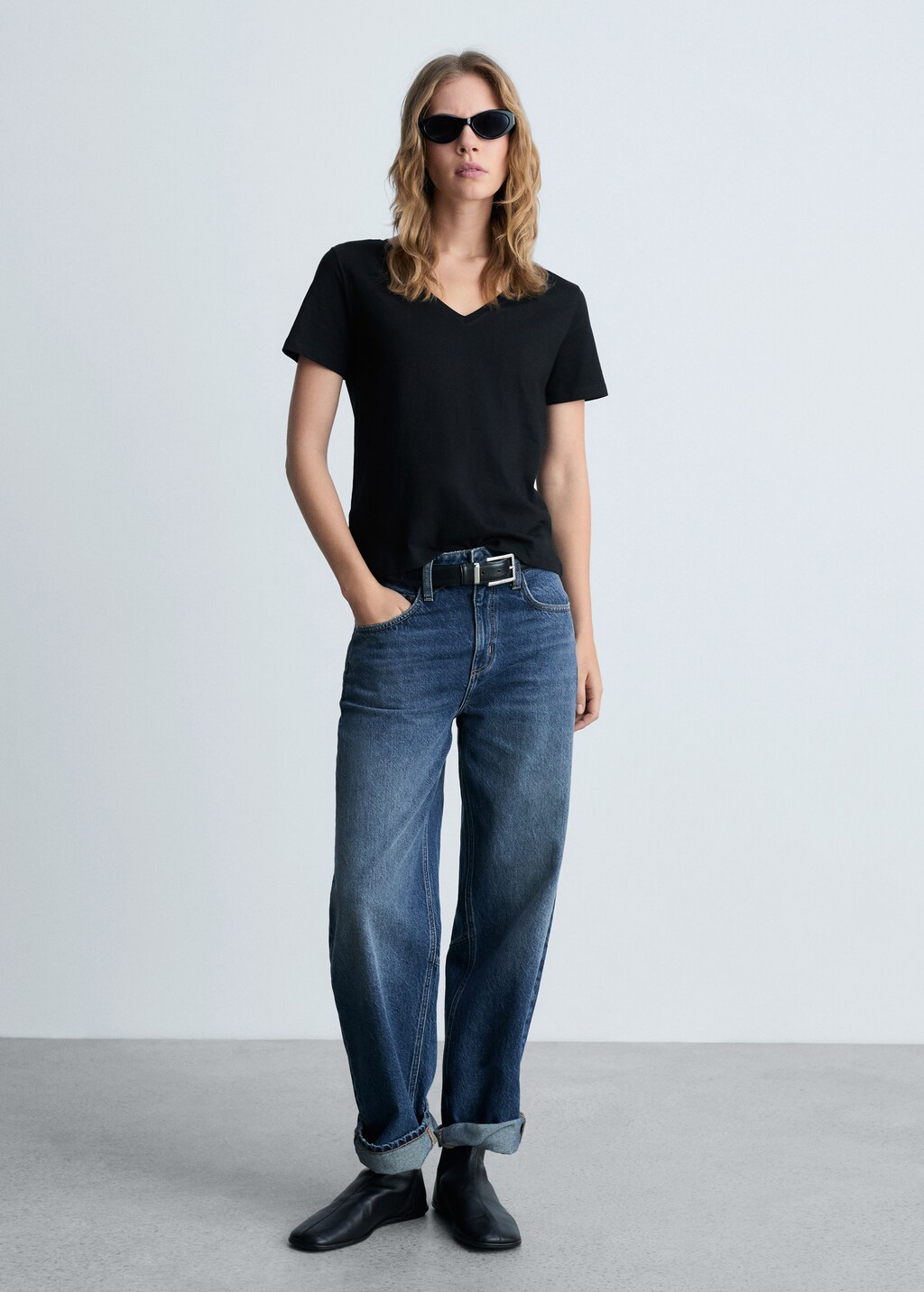 V-neck cotton T-shirt - White