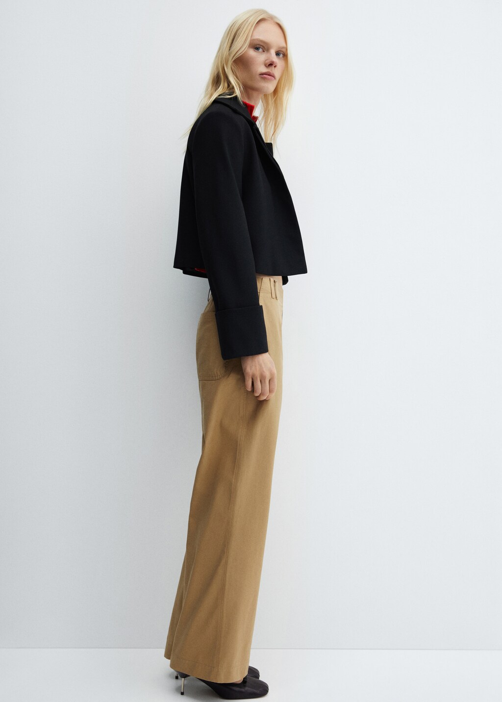 Wideleg lyocell trousers - Beige