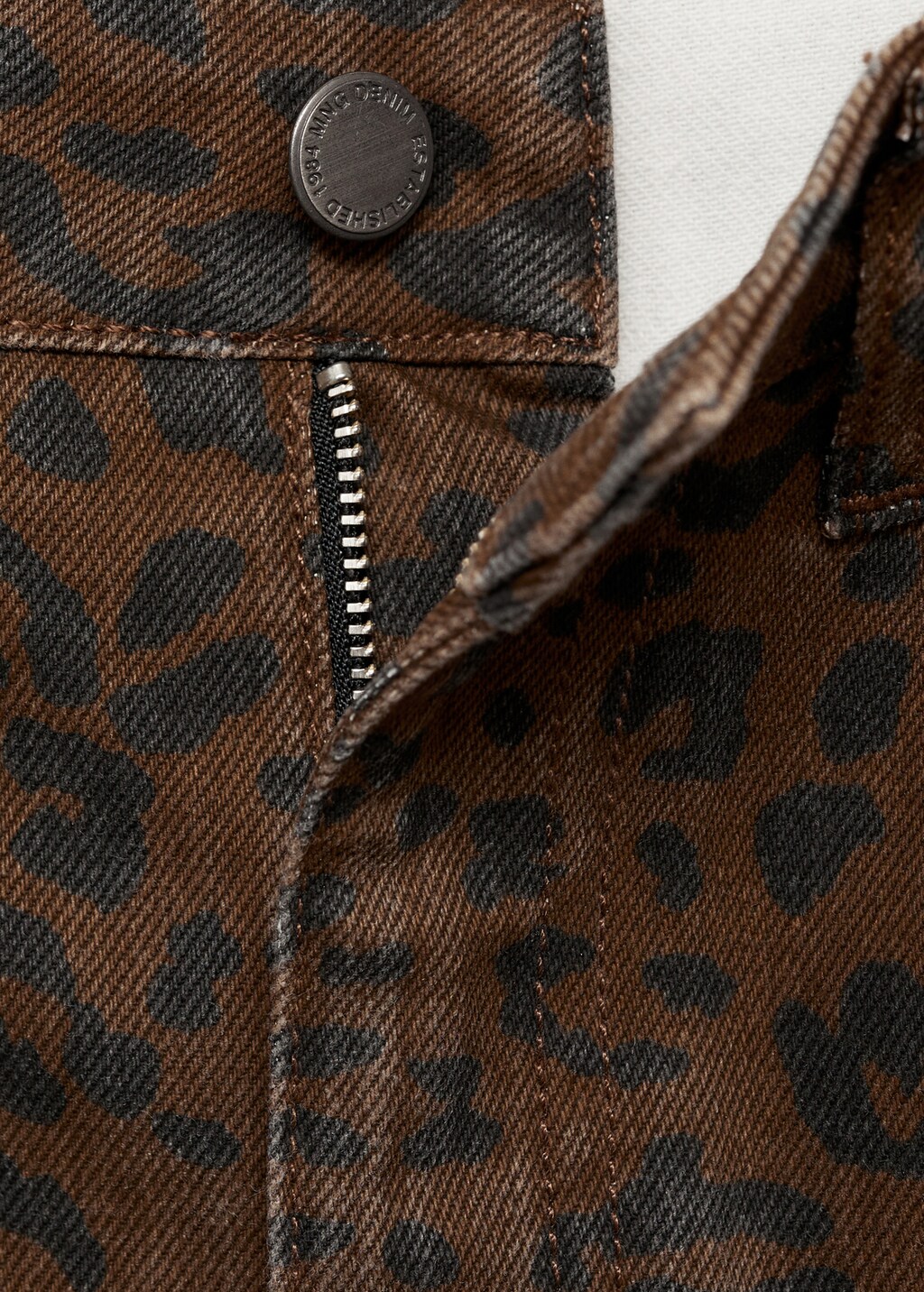 Leopard-print straight jeans - Chocolate
