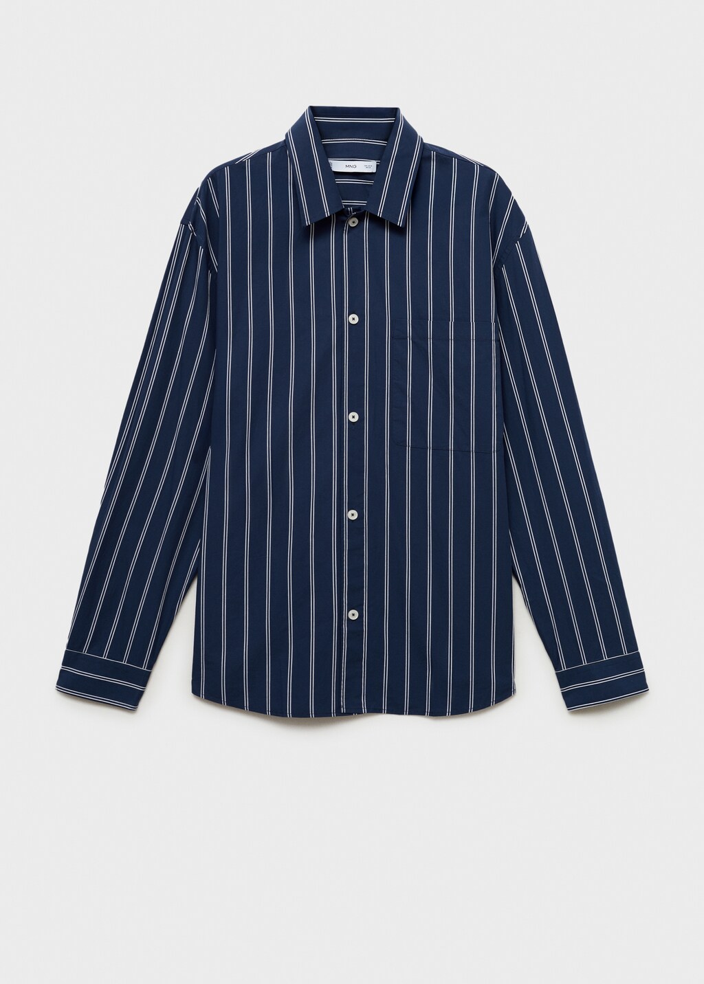 Regular-fit striped 100% cotton shirt - Dark Navy